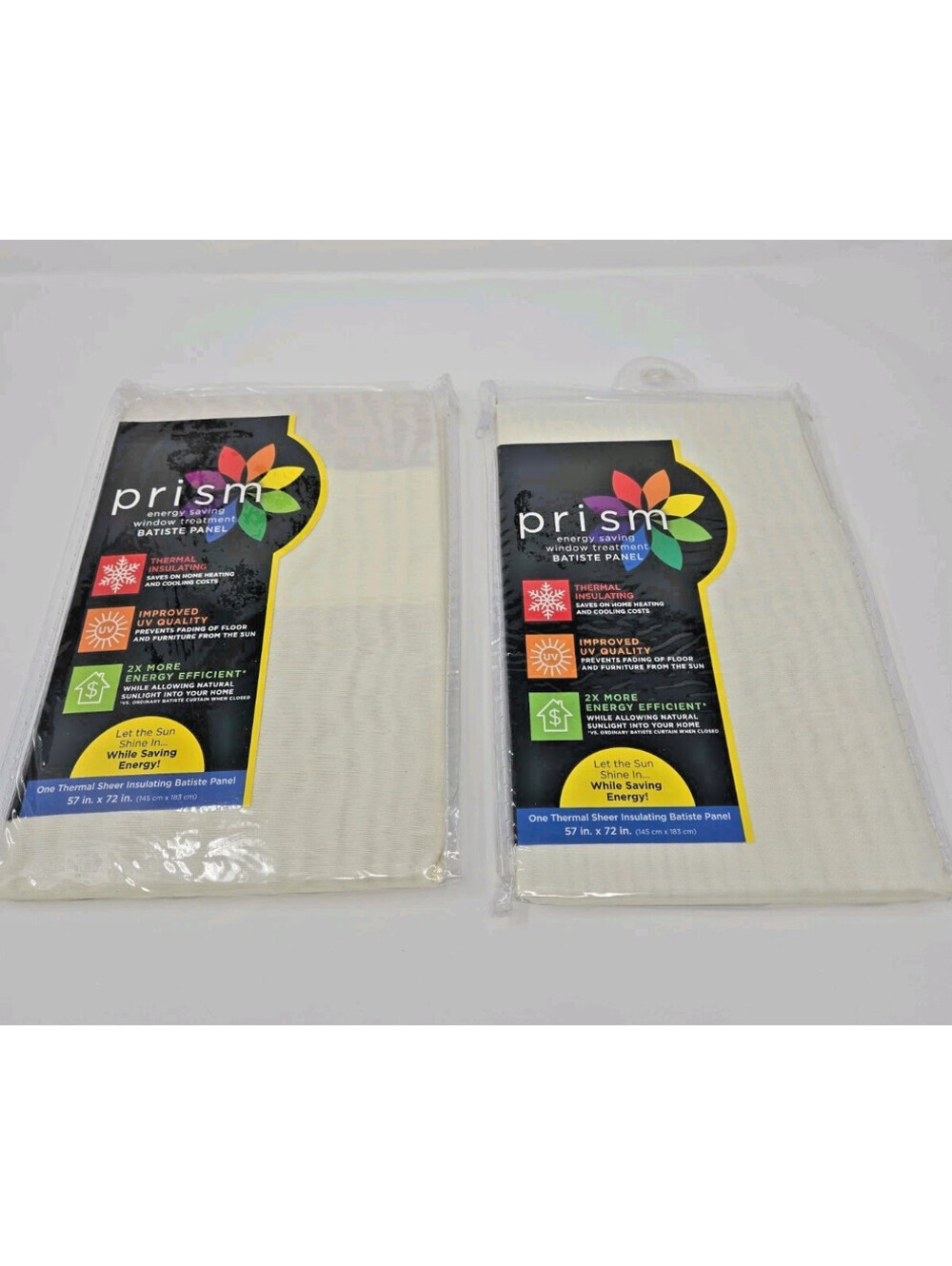 Prism Two Thermal Sheer Insulating Rod Pocket Curtain Panels Ivory 54" X 84" NIP